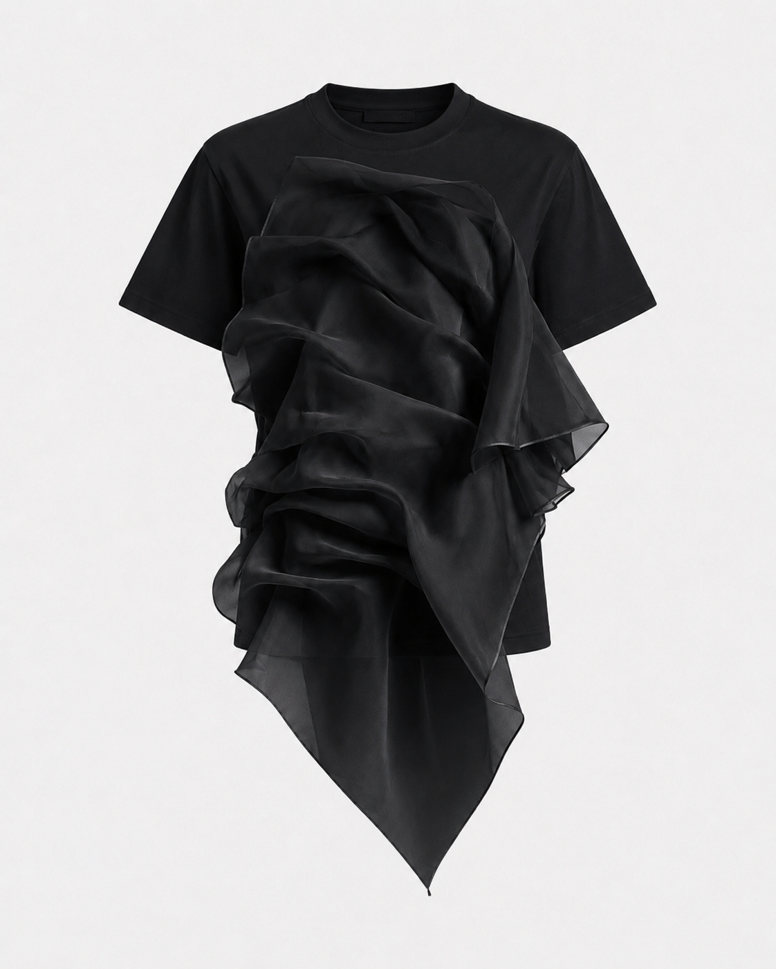 MYCA Veil Organza Tee | Elevated Asymmetrical Statement Top