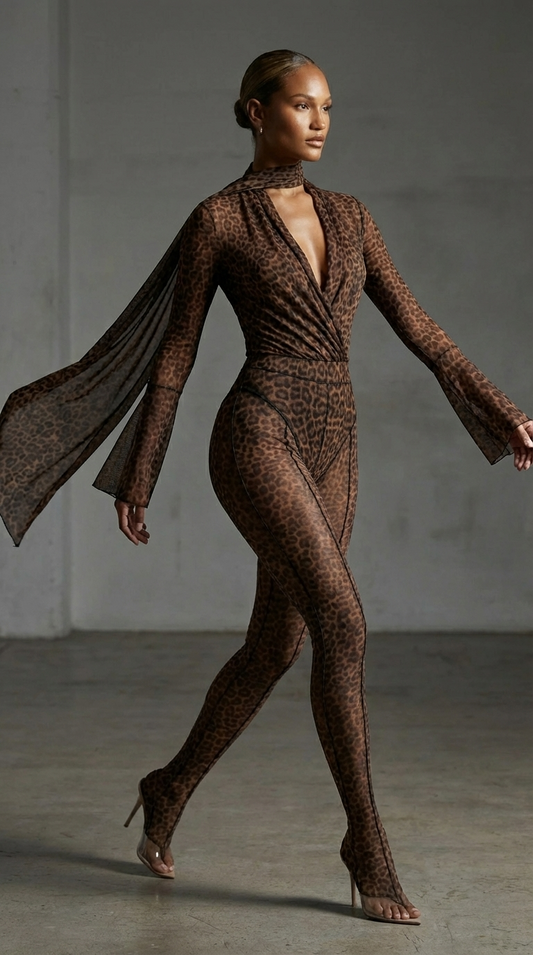 Liquid Drape Mesh Set | Wrap Shirt & Signature Leggings