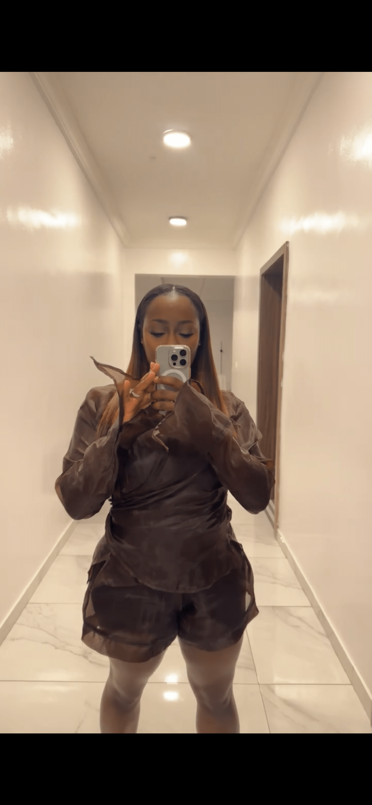 Silk Liquid Organdy Tie-Wrap Co-ord Set | Sheer Blouse & Shorts | MYCA