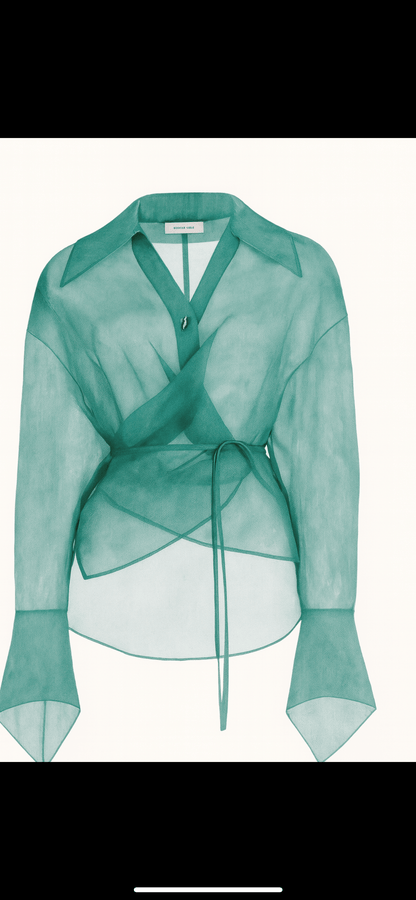 Silk Liquid Organdy Tie-Wrap Co-ord Set | Sheer Blouse & Shorts | MYCA