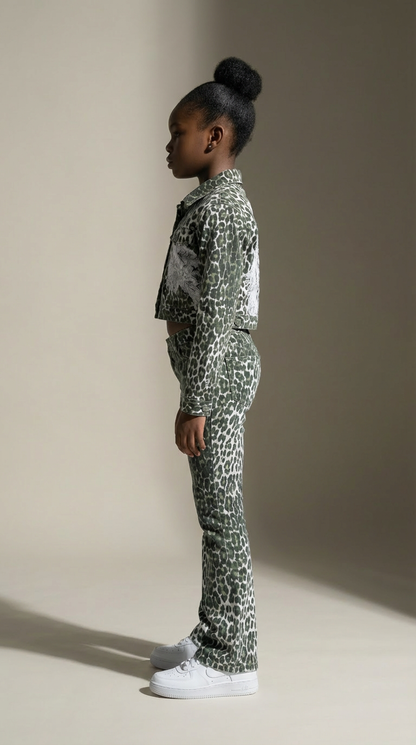FEMME Lace Leopard Denim Set