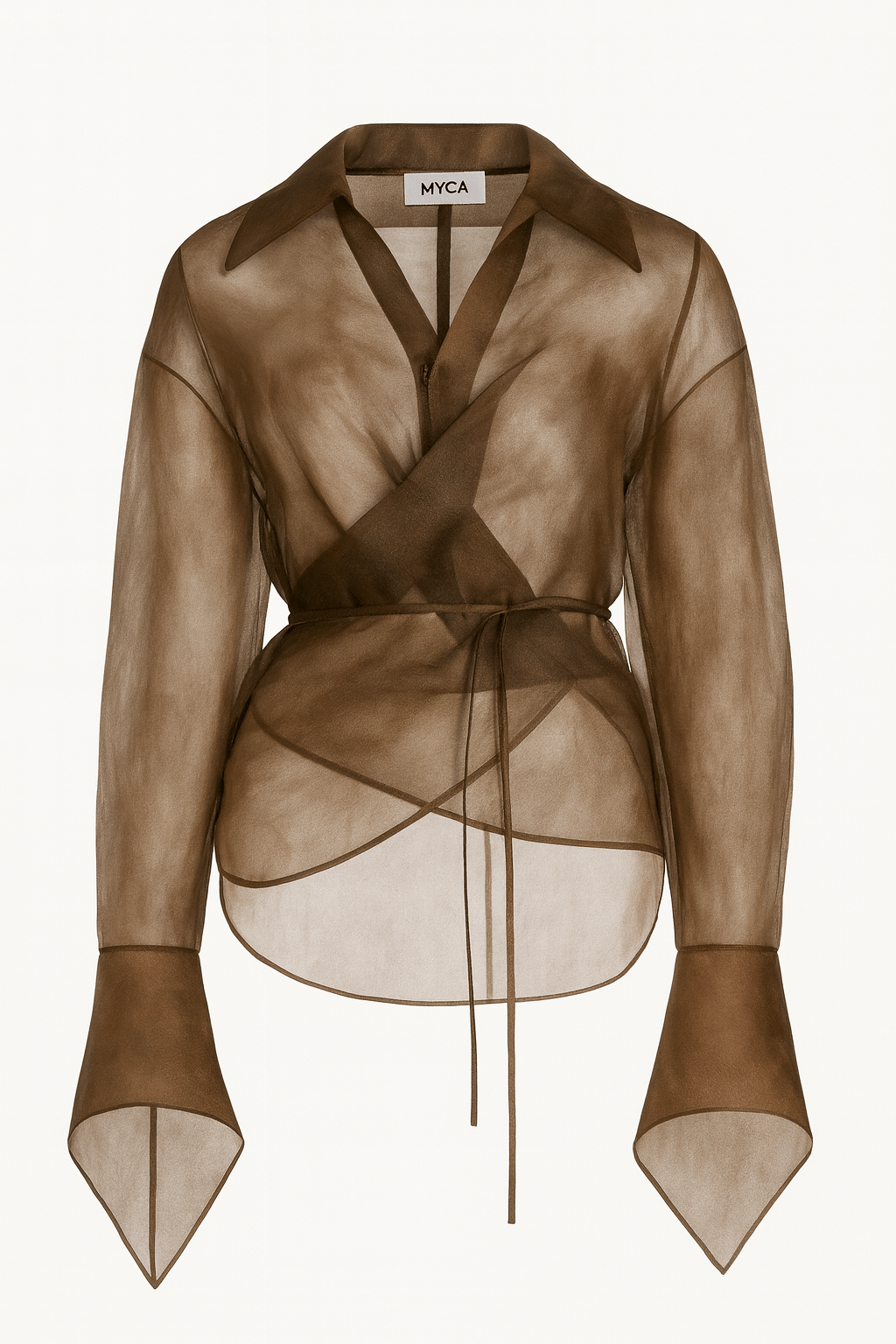 Silk Liquid Organdy Tie-Wrap Co-ord Set | Sheer Blouse & Shorts | MYCA