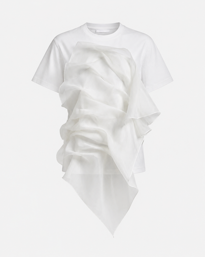 MYCA Veil Organza Tee | Elevated Asymmetrical Statement Top