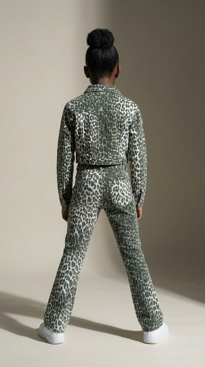 FEMME Lace Leopard Denim Set