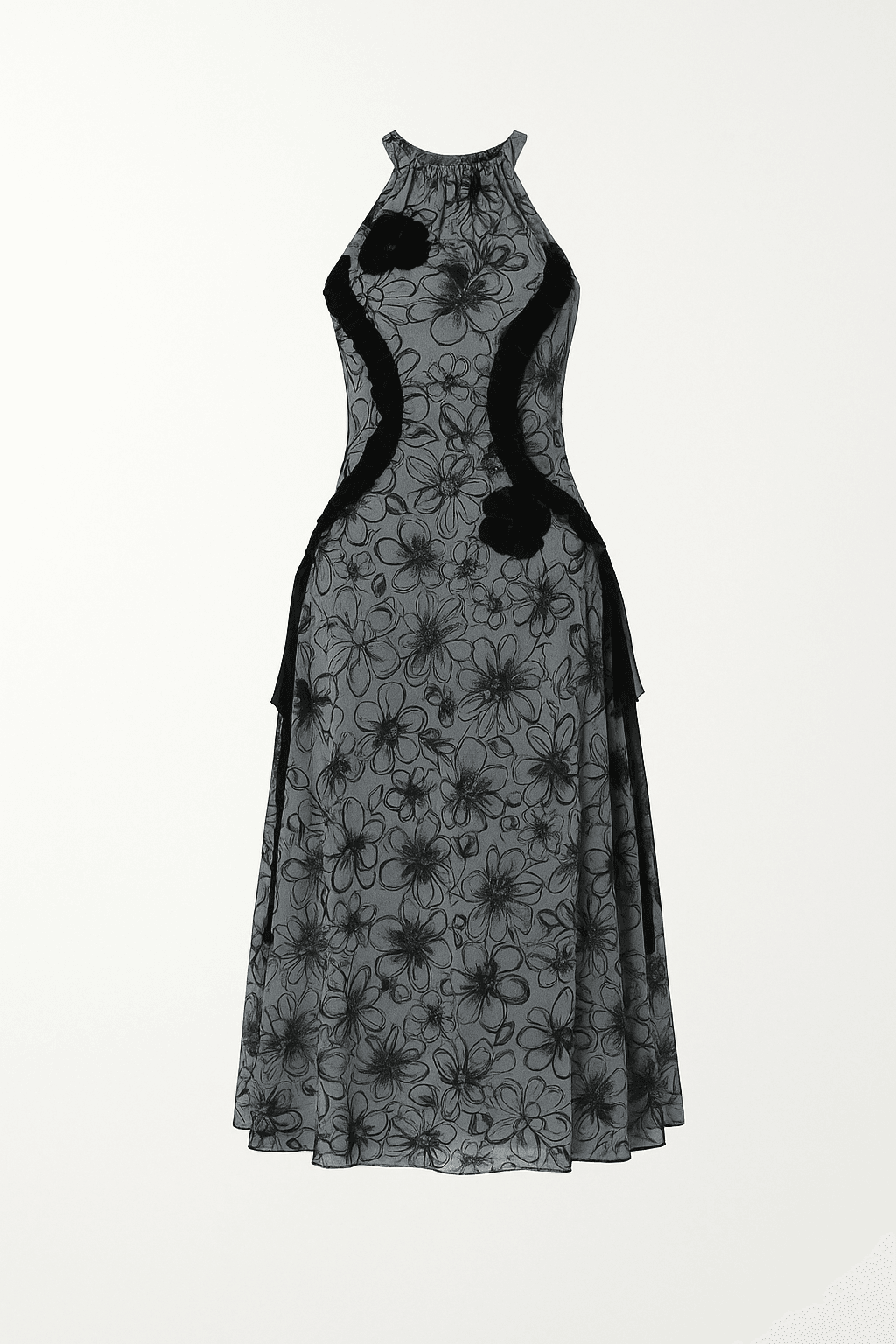 Onyx Floral Midi Dress - MYCA 