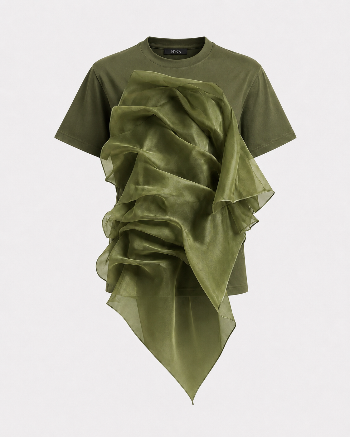 MYCA Veil Organza Tee | Elevated Asymmetrical Statement Top