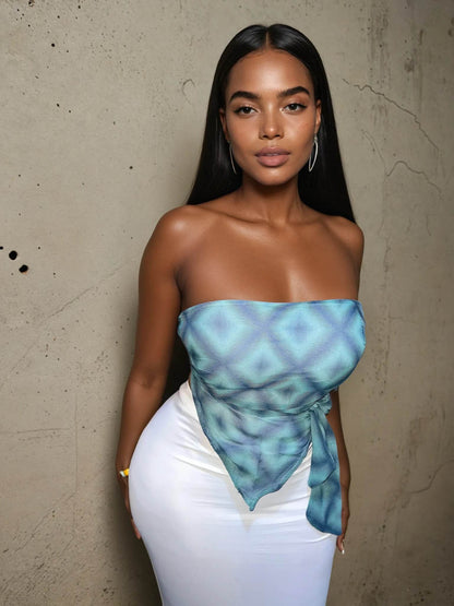AQUAMARINE WRAP TUBE TOP - MYCA 