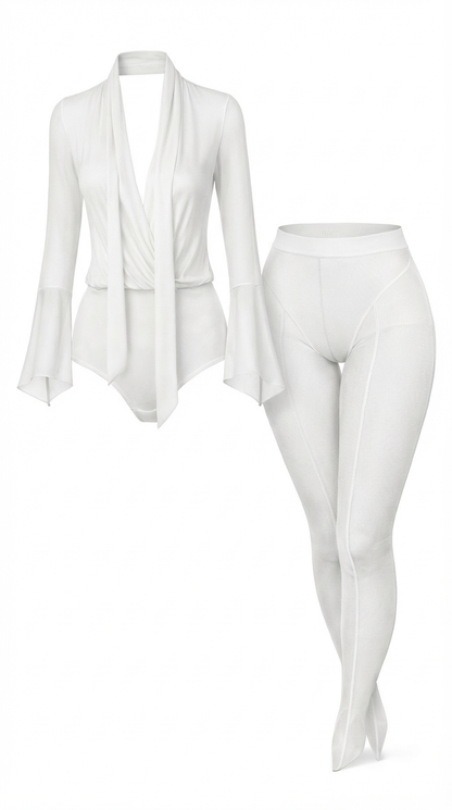 Liquid Drape Mesh Set | Wrap Shirt & Signature Leggings
