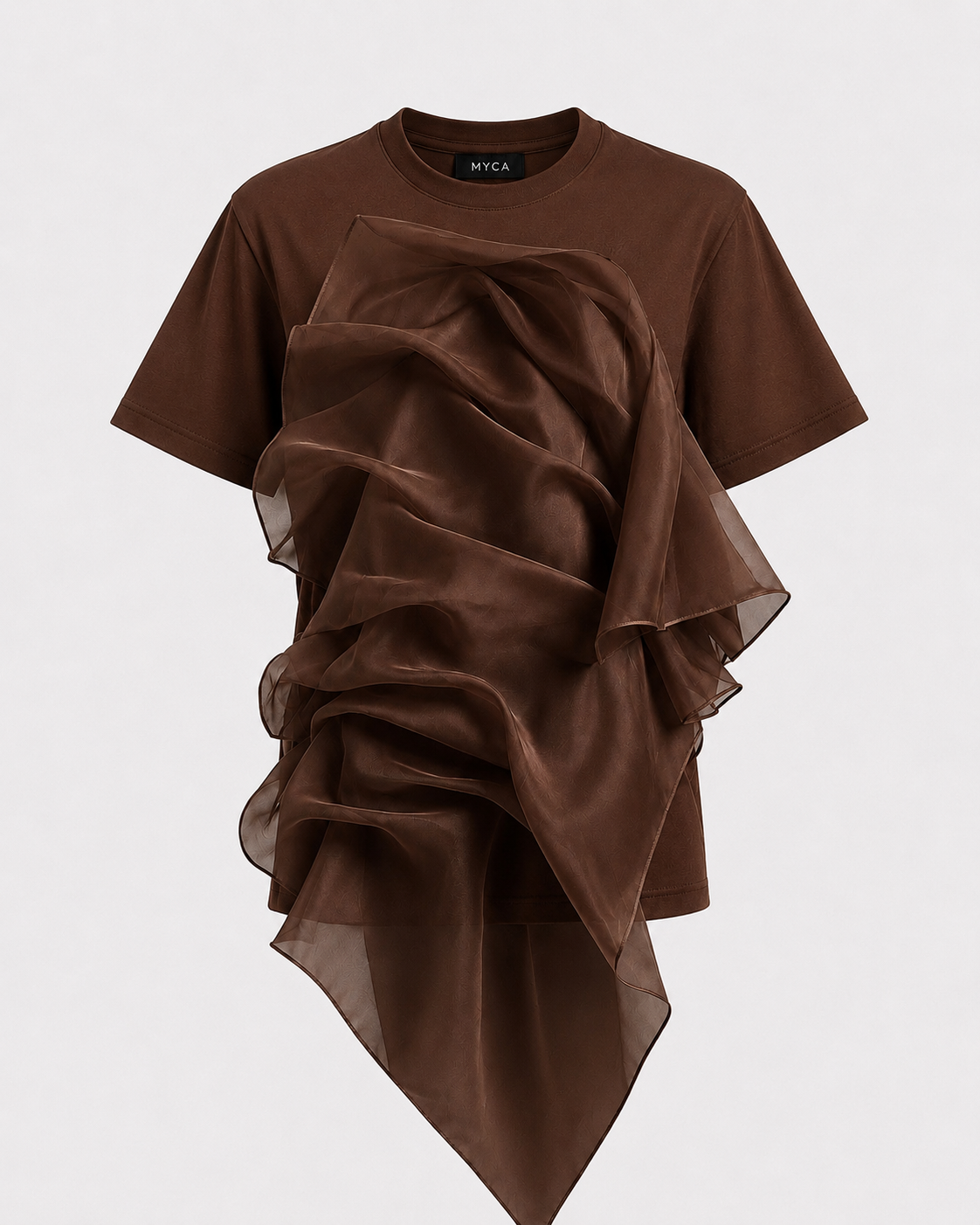 MYCA Veil Organza Tee | Elevated Asymmetrical Statement Top