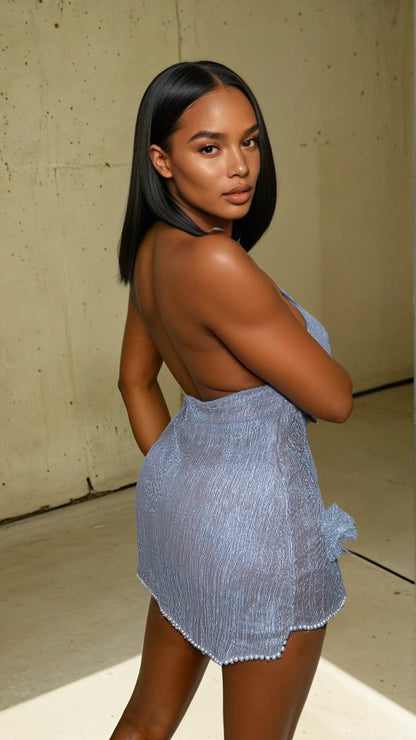 Pearl Halter Ruffle Mini – Sculpted Romance in Motion - MYCA 