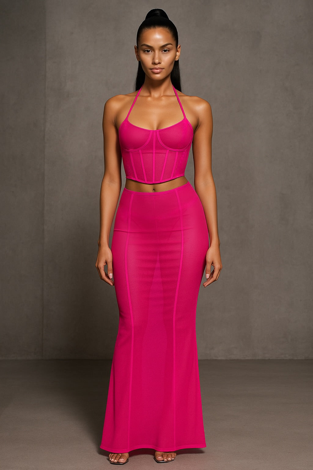 Second Skin Pink Opal – a luxe, modern 3-piece sheer set. - MYCA 