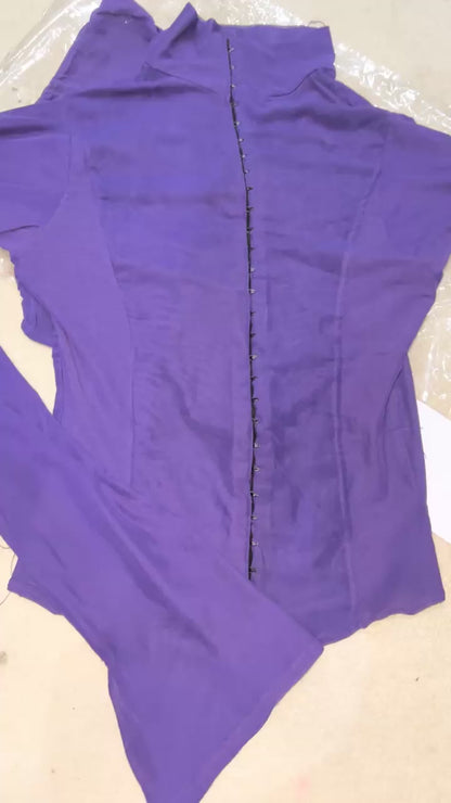 Mesh Hook-Front Bodycon Top | Carnelian & Amethyst Long Sleeve | MYCA