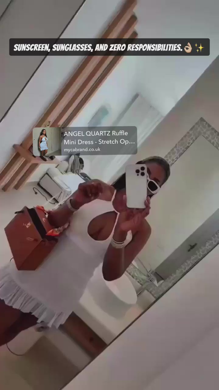 ANGEL QUARTZ Ruffle Mini Dress - Stretch Open Front Halter Mini Dress